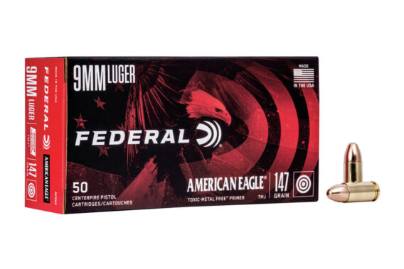 Federal 9mm 147 gr TMJ American Eagle Indoor Range Training 50/Box