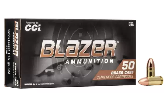 CCI 9mm 115 gr FMJ Blazer Brass 50/Box